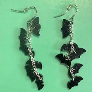 Black Bat Dangle Earrings